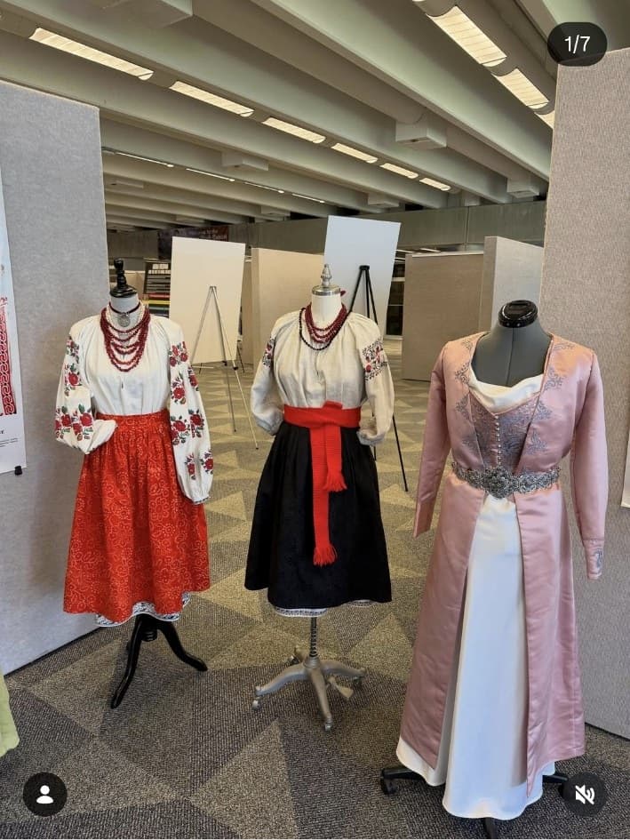 Ukrainian fashion display mannequins at a Fashion 4 Ukraine exhibition.